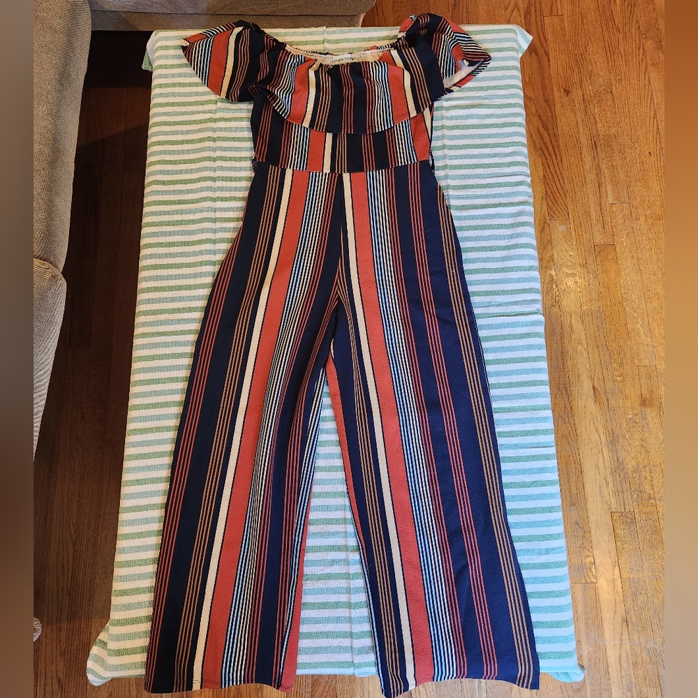 Almost Famous Striped Large Jumpsuit